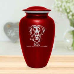 Extra Large Black Lab Dog Cremation Urn - Ruby Red