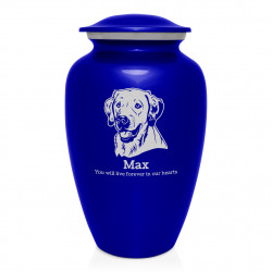 Extra Large Yellow Lab Dog Cremation Urn - Midnight Blue
