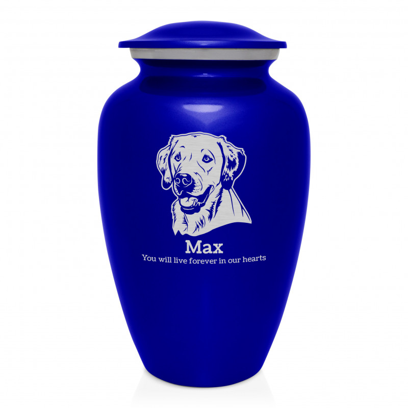 Extra Large Yellow Lab Dog Cremation Urn - Midnight Blue