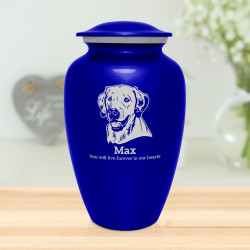 Extra Large Yellow Lab Dog Cremation Urn - Midnight Blue
