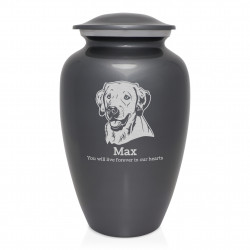 Extra Large Yellow Lab Dog Cremation Urn - Gunmetal Gray