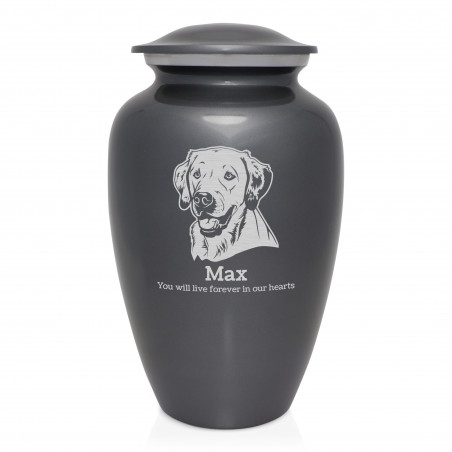 Extra Large Yellow Lab Dog Cremation Urn - Gunmetal Gray