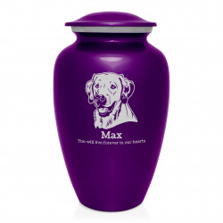 Extra Large Yellow Lab Dog Cremation Urn - Purple Luster