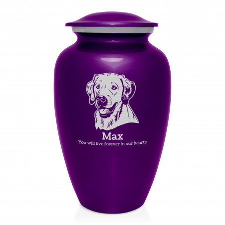 Extra Large Yellow Lab Dog Cremation Urn - Purple Luster