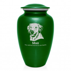 Extra Large Yellow Lab Dog Cremation Urn - Shamrock Green