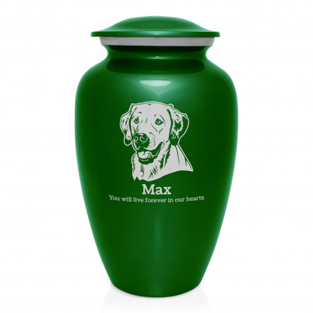 Extra Large Yellow Lab Dog Cremation Urn - Shamrock Green