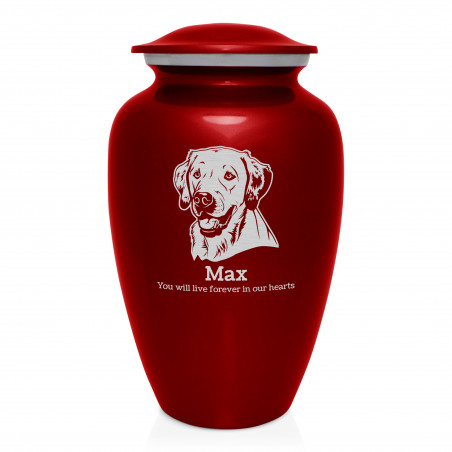 Extra Large Yellow Lab Dog Cremation Urn - Ruby Red