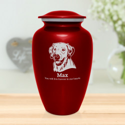 Extra Large Yellow Lab Dog Cremation Urn - Ruby Red