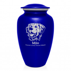 Extra Large Golden Retriever Dog Cremation Urn - Midnight Blue