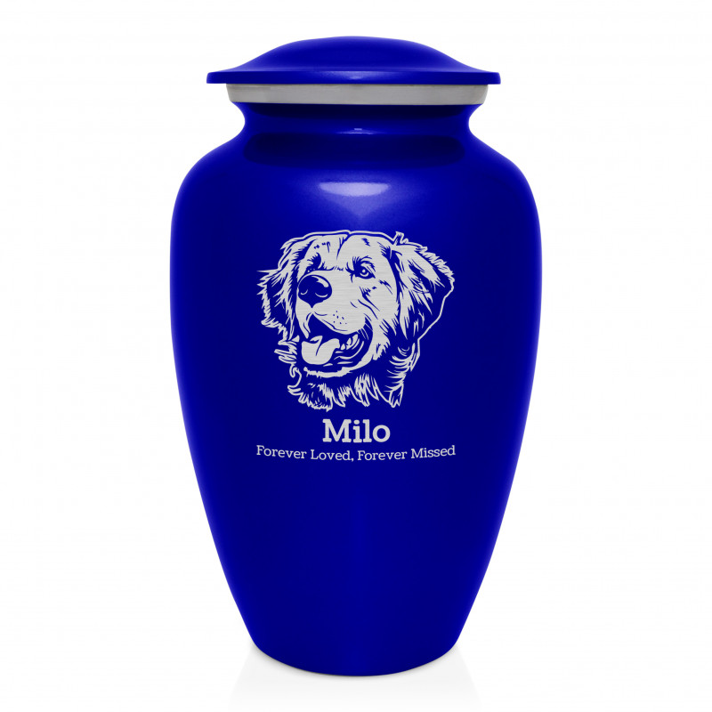 Extra Large Golden Retriever Dog Cremation Urn - Midnight Blue