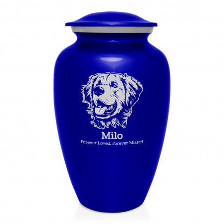 Extra Large Golden Retriever Dog Cremation Urn - Midnight Blue
