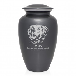 Extra Large Golden Retriever Dog Cremation Urn - Gunmetal Gray