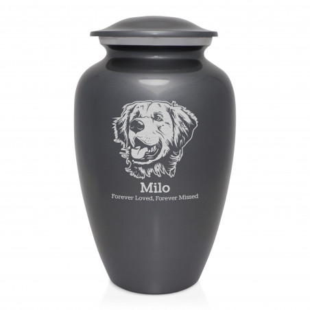 Extra Large Golden Retriever Dog Cremation Urn - Gunmetal Gray