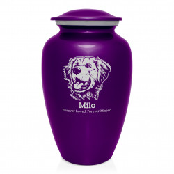 Extra Large Golden Retriever Dog Cremation Urn - Purple Luster