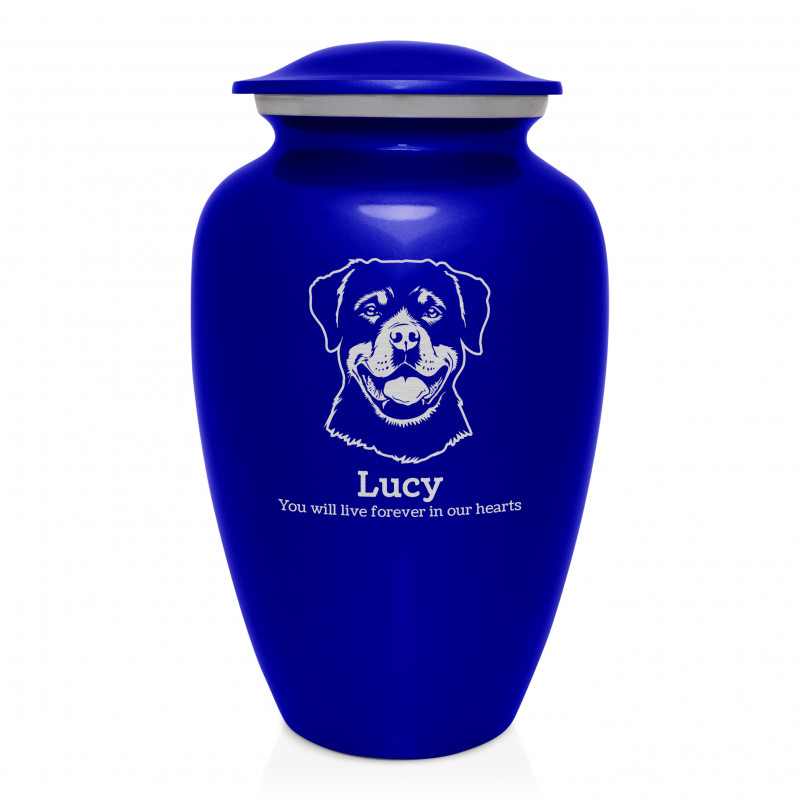 Extra Large Rottweiler Dog Cremation Urn - Midnight Blue
