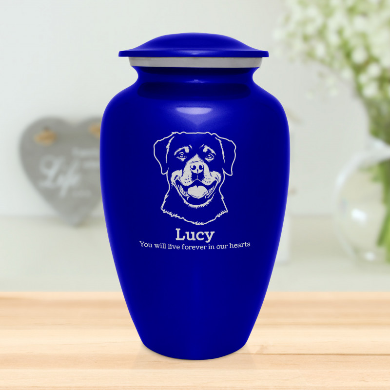 Extra Large Rottweiler Dog Cremation Urn - Midnight Blue