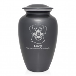 Extra Large Rottweiler Dog Cremation Urn - Gunmetal Gray