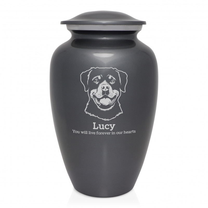 Extra Large Rottweiler Dog Cremation Urn - Gunmetal Gray