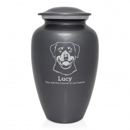 Extra Large Rottweiler Dog Cremation Urn - Gunmetal Gray
