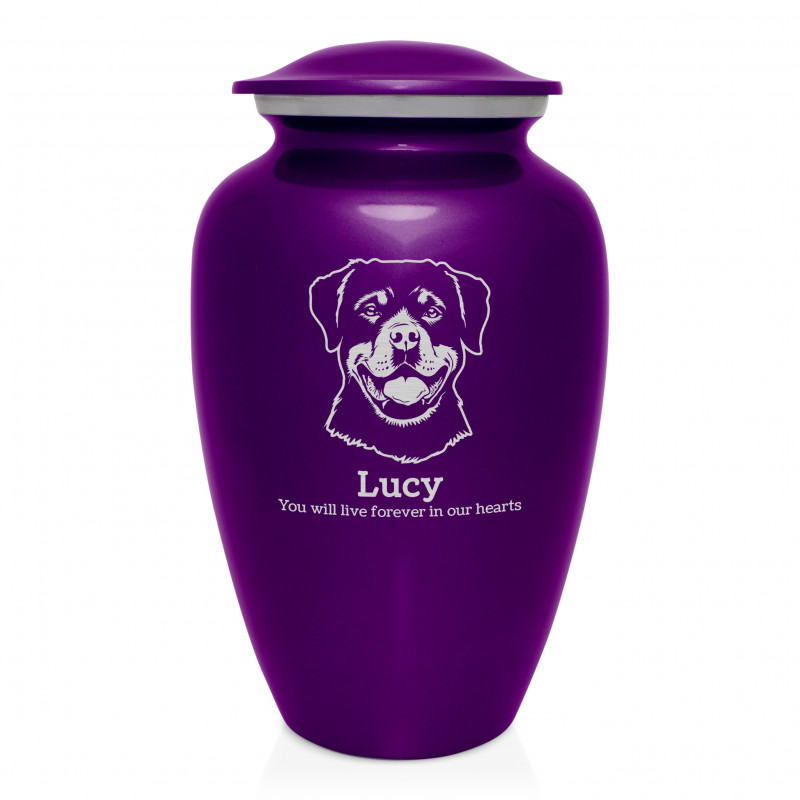 Extra Large Rottweiler Dog Cremation Urn - Purple Luster