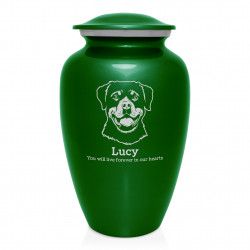 Extra Large Rottweiler Dog Cremation Urn - Shamrock Green