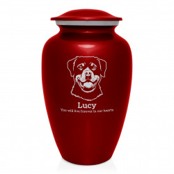 Extra Large Rottweiler Dog Cremation Urn - Ruby Red