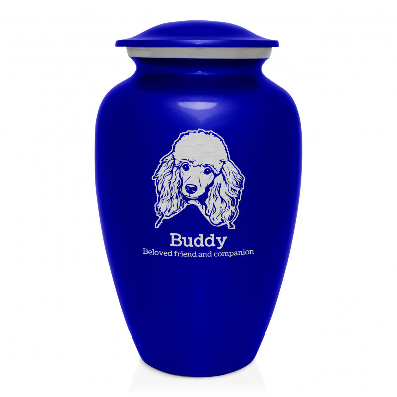 Extra Large Poodle Dog Cremation Urn - Midnight Blue