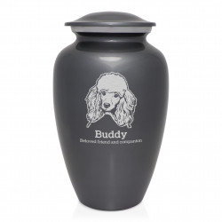 Extra Large Poodle Dog Cremation Urn - Gunmetal Gray