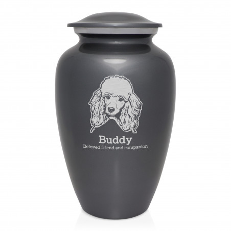 Extra Large Poodle Dog Cremation Urn - Gunmetal Gray
