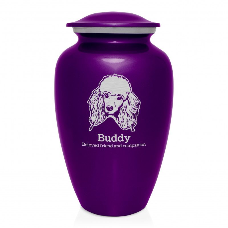 Extra Large Poodle Dog Cremation Urn - Purple Luster