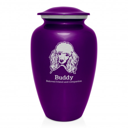 Extra Large Poodle Dog Cremation Urn - Purple Luster