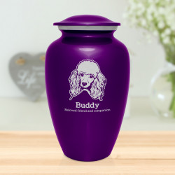 Extra Large Poodle Dog Cremation Urn - Purple Luster