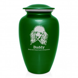 Extra Large Poodle Dog Cremation Urn - Shamrock Green
