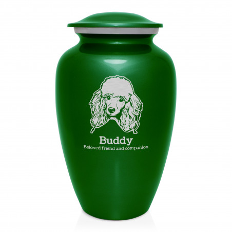 Extra Large Poodle Dog Cremation Urn - Shamrock Green