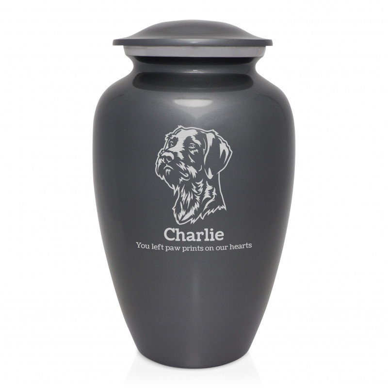 Extra Large German Shorthaired Pointer Dog Cremation Urn - Gunmetal Gray