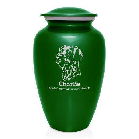Extra Large German Shorthaired Pointer Dog Cremation Urn - Shamrock Green