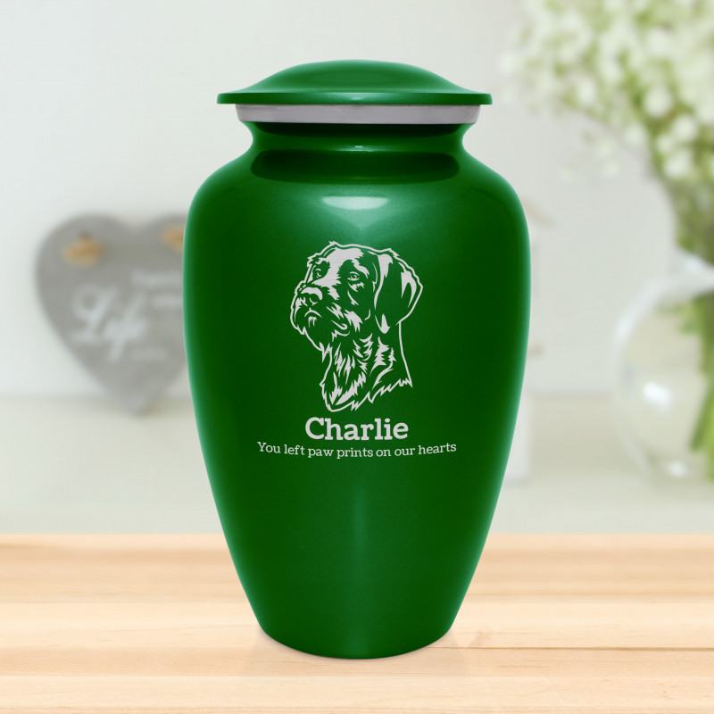 Extra Large German Shorthaired Pointer Dog Cremation Urn - Shamrock Green