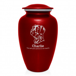 Extra Large German Shorthaired Pointer Dog Cremation Urn - Ruby Red