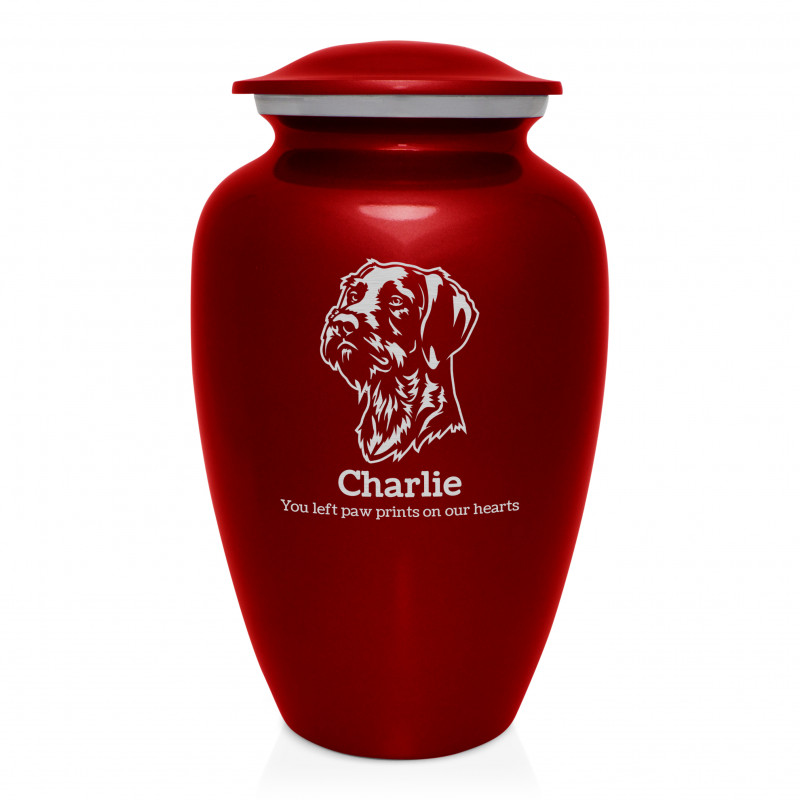Extra Large German Shorthaired Pointer Dog Cremation Urn - Ruby Red