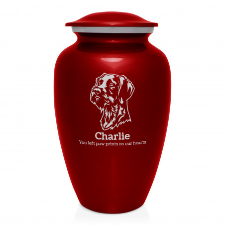 Extra Large German Shorthaired Pointer Dog Cremation Urn - Ruby Red