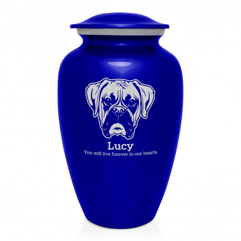 Extra Large Boxer Dog Cremation Urn - Midnight Blue