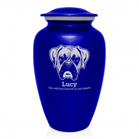Extra Large Boxer Dog Cremation Urn - Midnight Blue