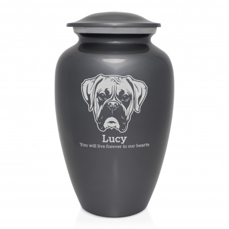 Extra Large Boxer Dog Cremation Urn - Gunmetal Gray
