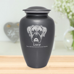 Extra Large Boxer Dog Cremation Urn - Gunmetal Gray