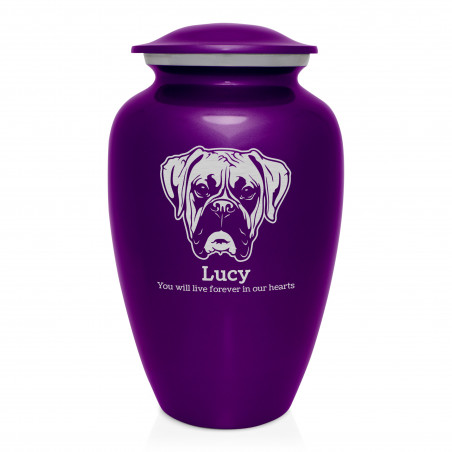 Extra Large Boxer Dog Cremation Urn - Purple Luster