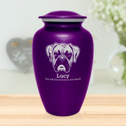 Extra Large Boxer Dog Cremation Urn - Purple Luster