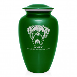 Extra Large Boxer Dog Cremation Urn - Shamrock Green