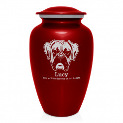 Extra Large Boxer Dog Cremation Urn - Ruby Red