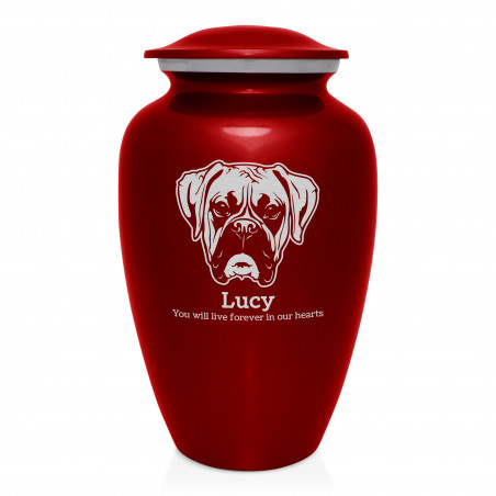 Extra Large Boxer Dog Cremation Urn - Ruby Red