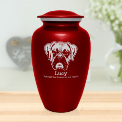 Extra Large Boxer Dog Cremation Urn - Ruby Red